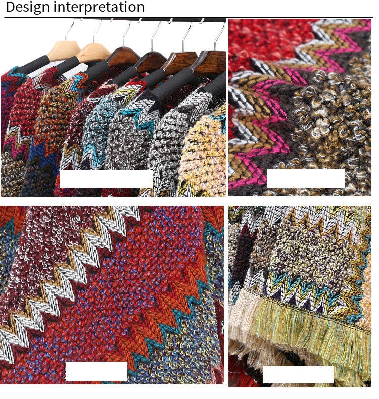 Knitted Tassel Shawl S0097: Green