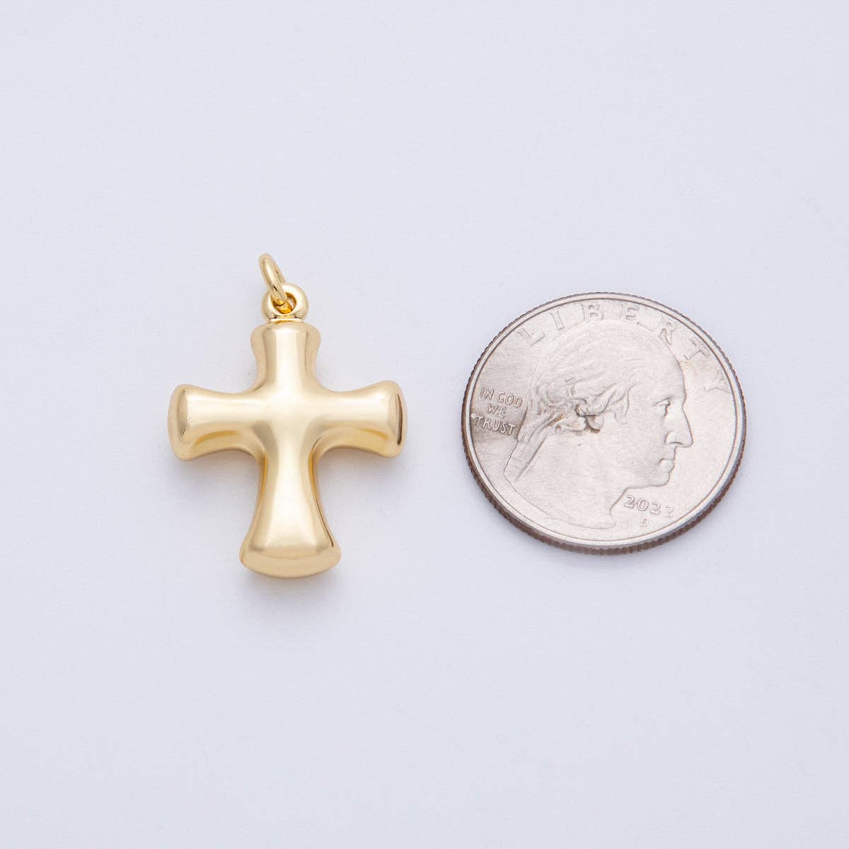 18K Gold Filled 27mm Golden Plain Chunky Cross Charm | Charms-00154