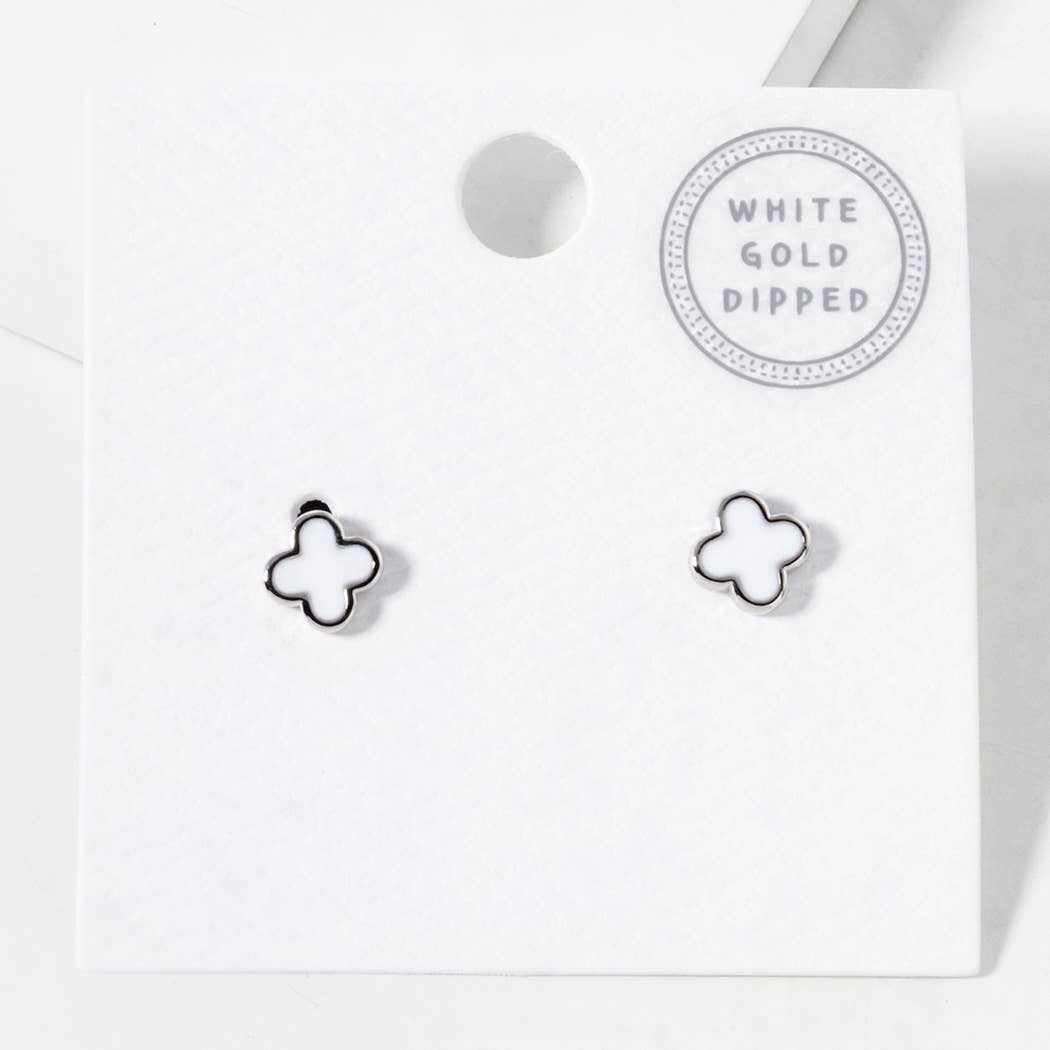 Gold-Dipped Clover Post Earrings: GBK / ONE SIZE