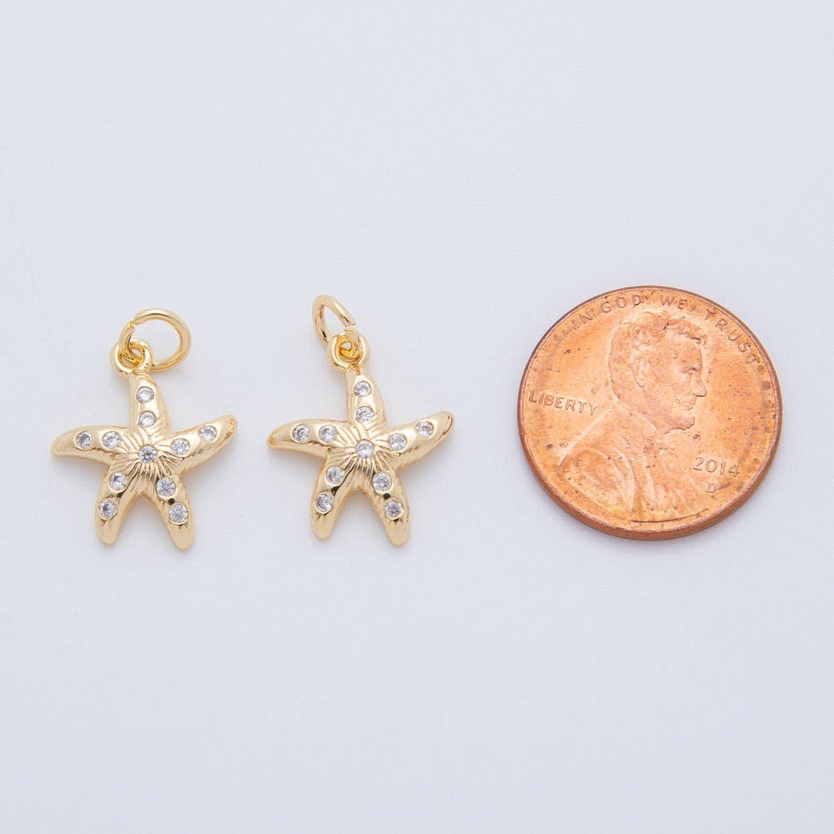 18K Gold Filled 20mm Micro Paved CZ Sea Starfish Charm | AF802