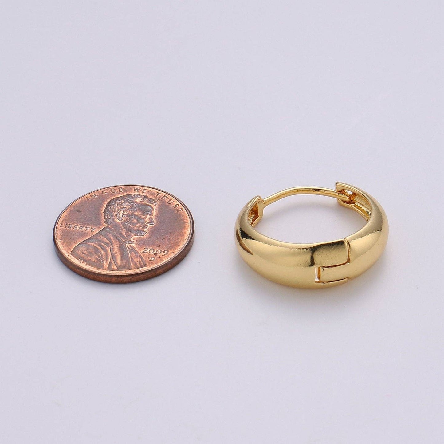 24k Vermeil Gold Earrings, Huggie Earring, Tiny Earrings, Smooth Plated Earrings, Handmade Earring, Everyday Wear Earrings, 20mm Earring K-702 K-704: Gold