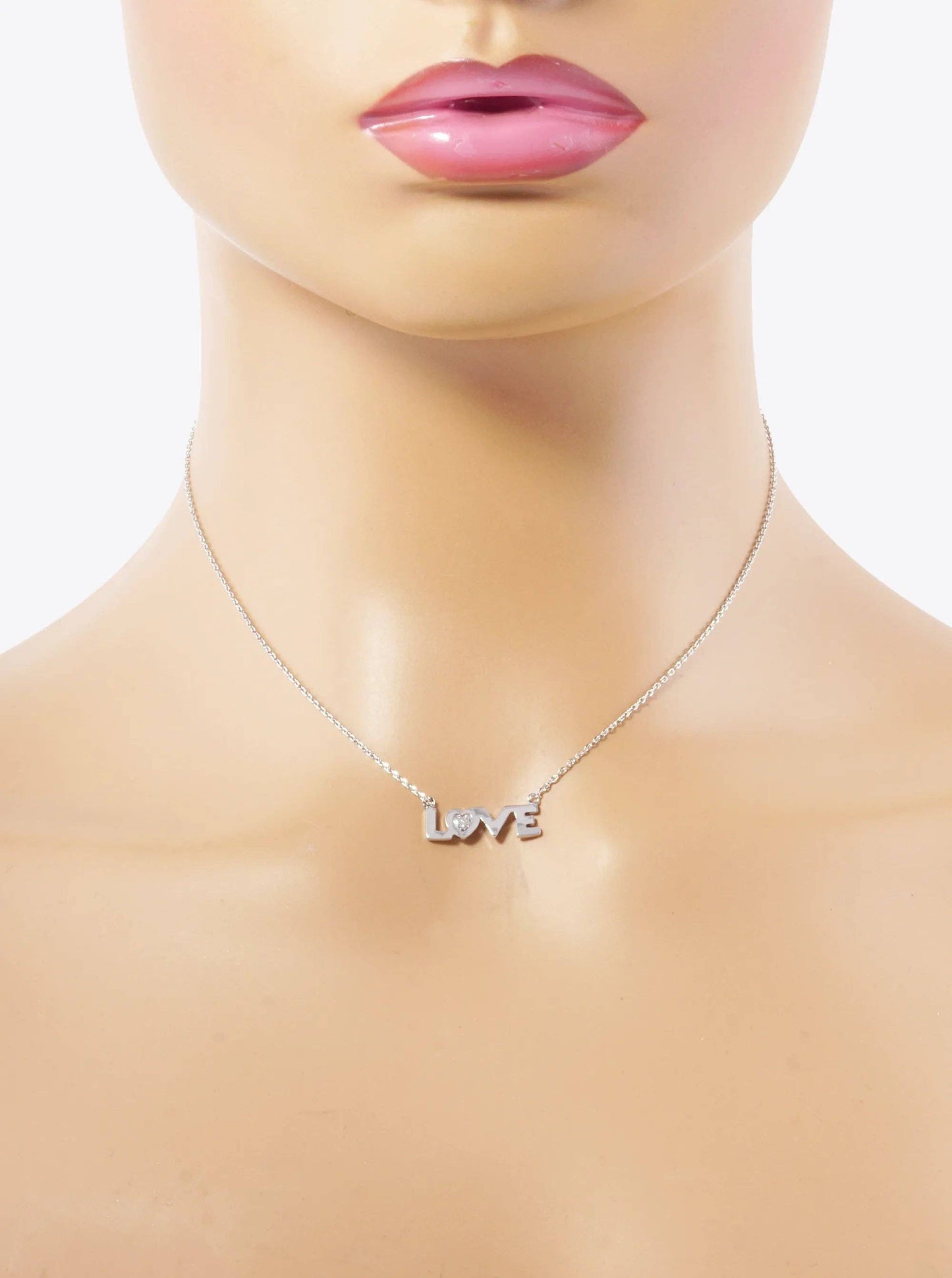 White Gold Dipped LOVE Pendant Necklace: Gold