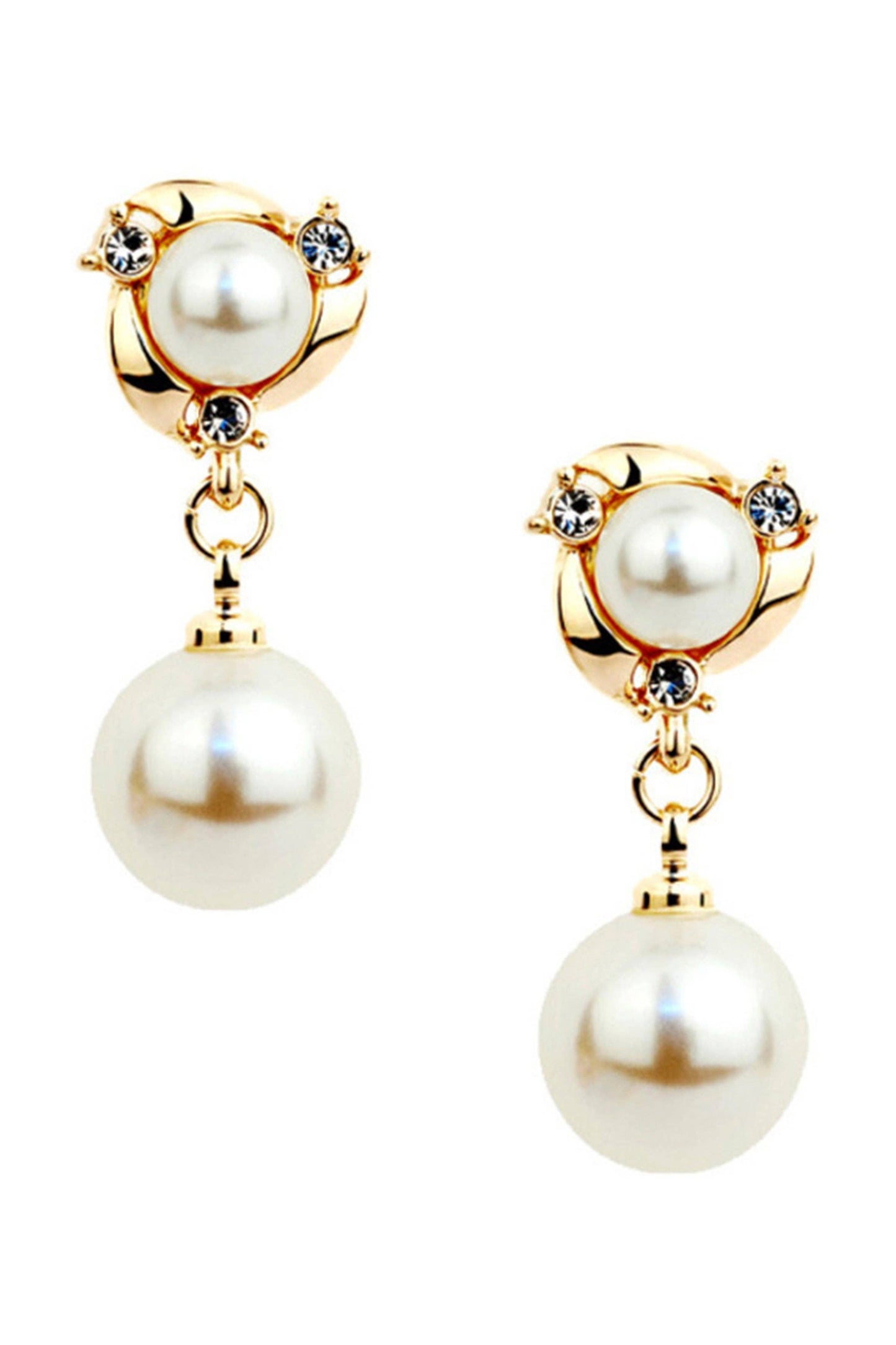 Pearl Alloy Clip On Earrings E8294: Silver