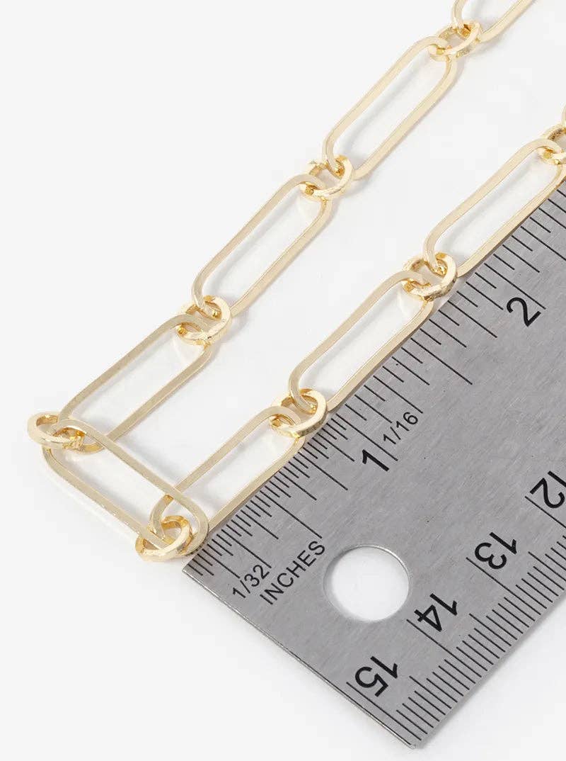 18K Gold Dipped 20Mm Flat Link Chain Necklace: Rhodium