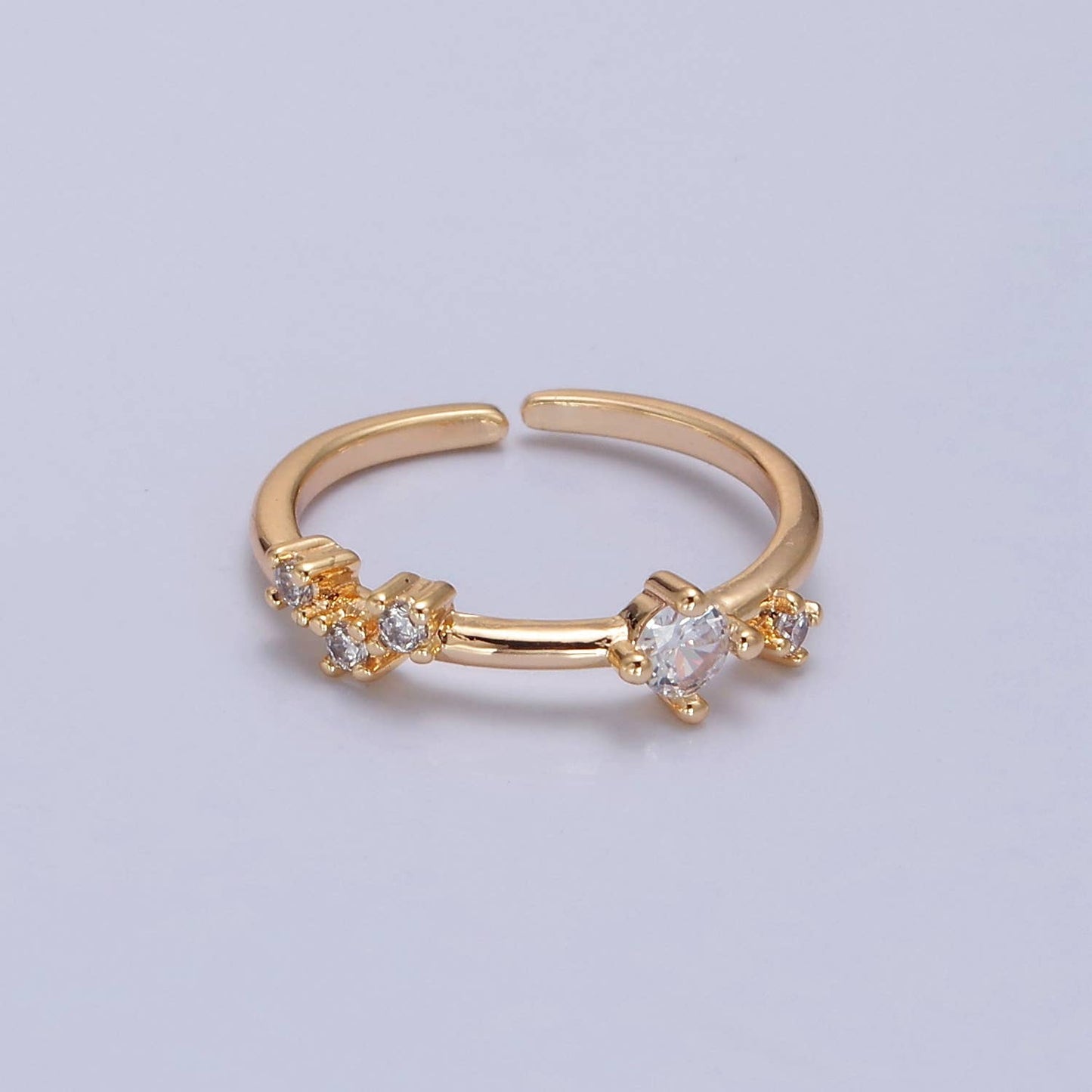Colorful CZ Crystal Minimalist Gold Ring O2152~O2157: AB Color