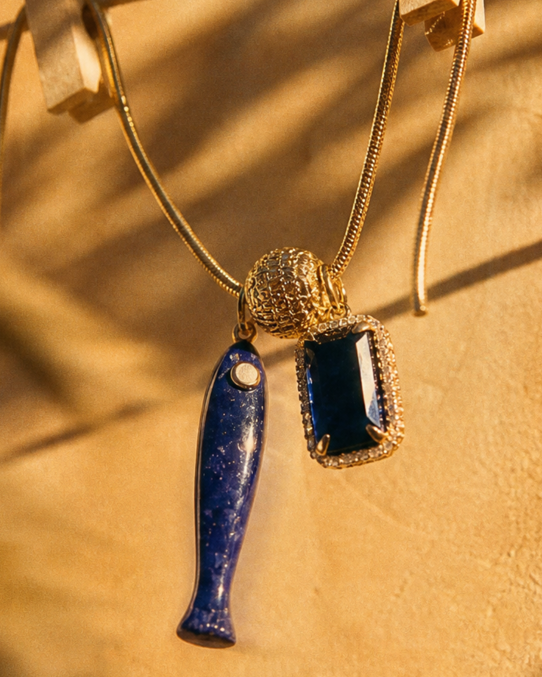 Fish & Gemstone Charm Necklace · Spiritual Talisman: Turquoise