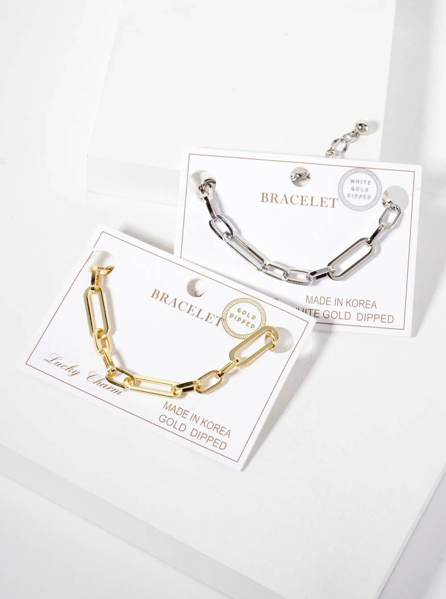 18K-Gold-Dipped Polished Brass 20-10mm Chain Bracelet: Gold