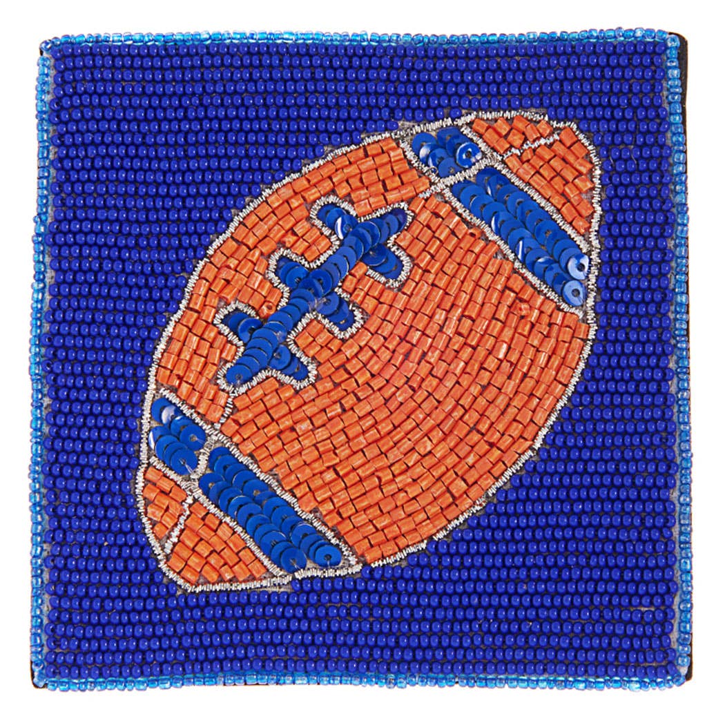 Seed Beaded Square Football Home Coaster: GANGD / ONE SIZE