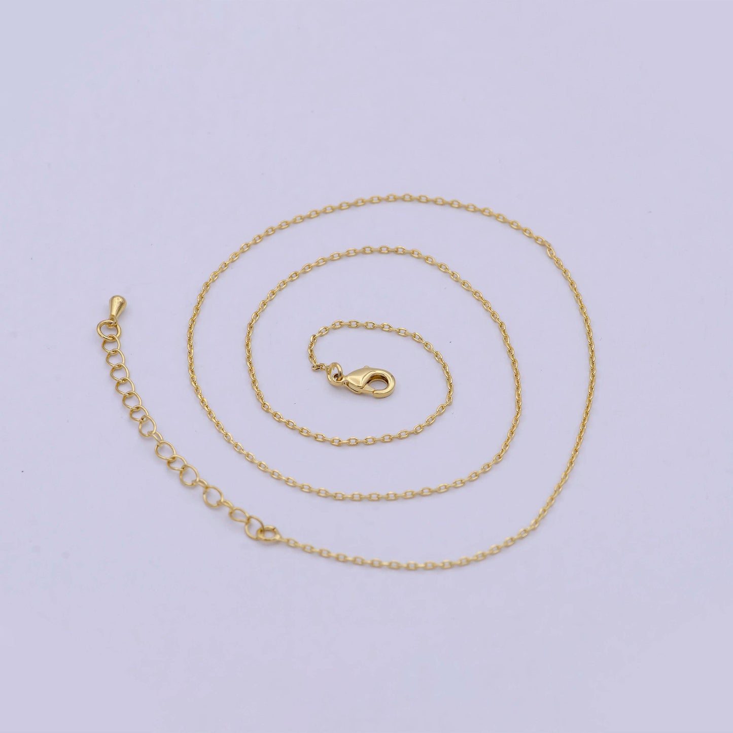 Dainty Cable Chain 24K Gold Filled Chain Necklace 17.7 inch + 2 inch long WA-792