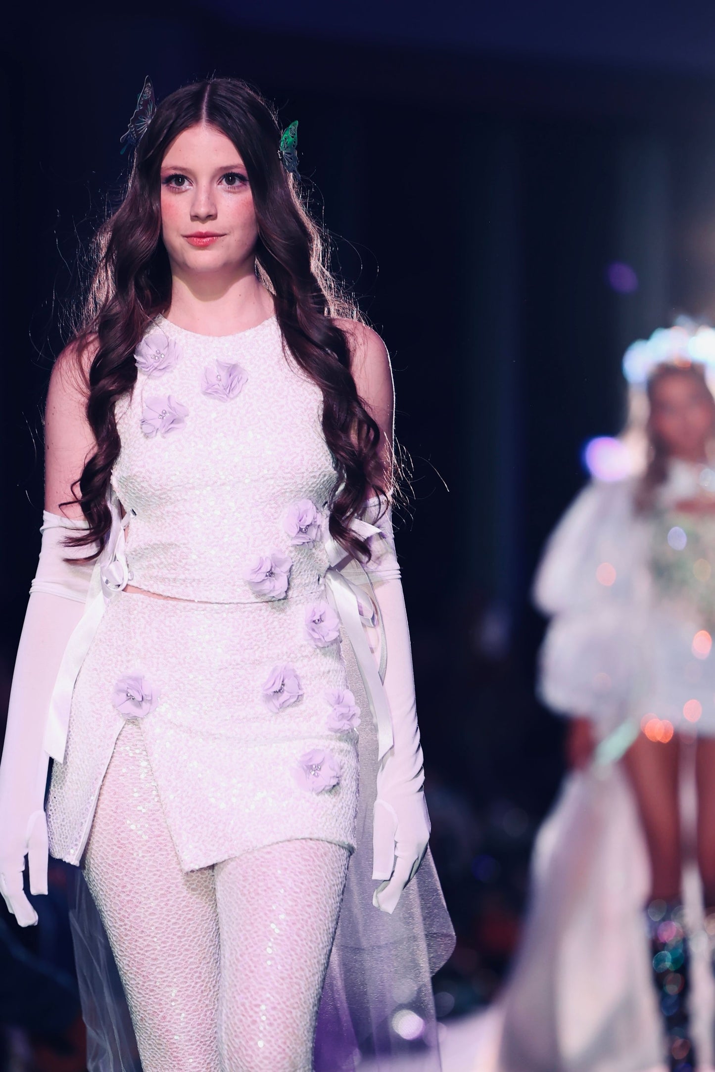 Sequin lace crop top