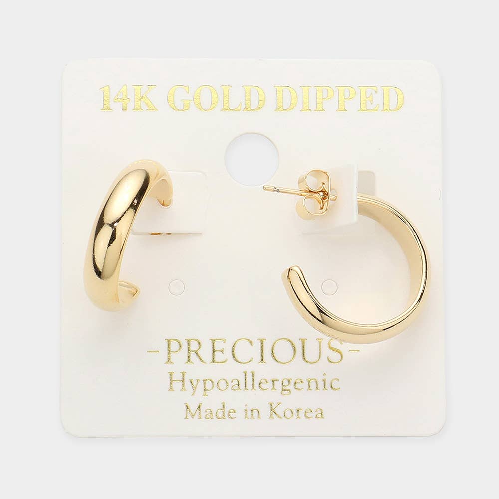 14K Gold Dipped Metal Hoop Earrings: Rhodium
