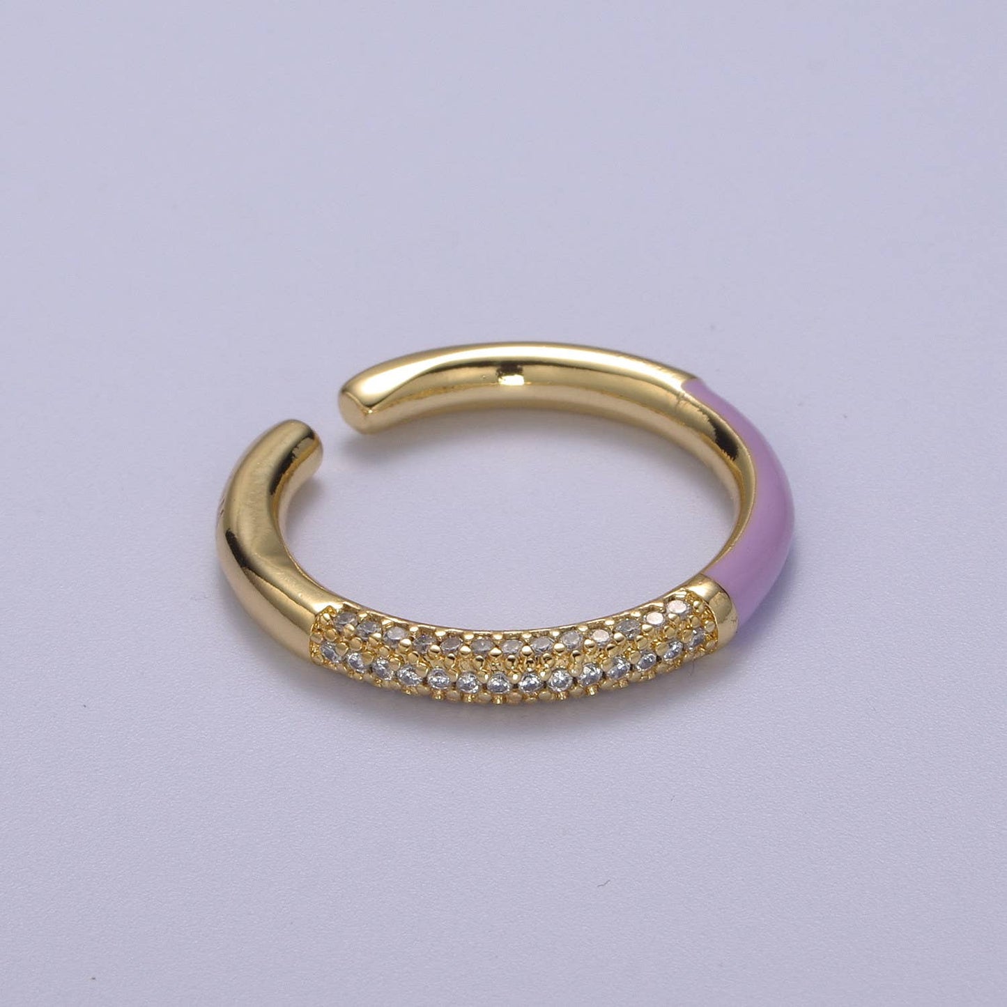 Colorful Enamel Adjustable Ring, 14K Gold Filled CZ Fusion Stacking Ring, Adjustable Ring, Fashion Enamel Jewelry S-170 ~ S-179: Hot Pink