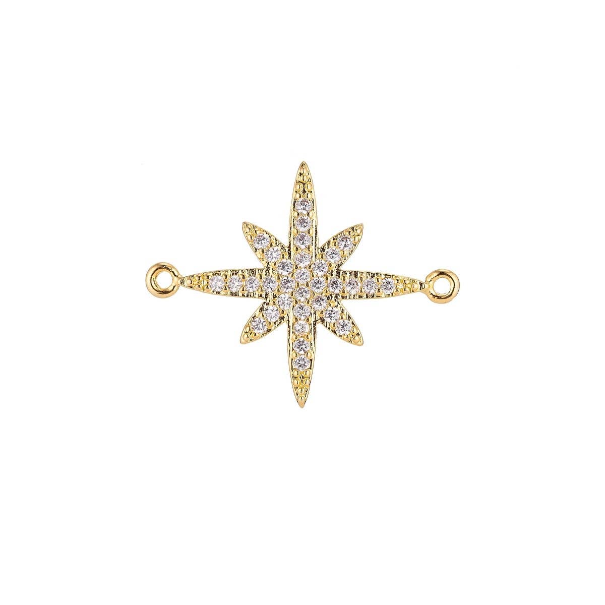 On Sale! CLEARANCE! Silver, Black, 18K Gold Filled Elegant Shooting Star Cubic Zirconia Bracelet Charm Bead Finding CONNECTOR For Jewelry Making | F-065: Silver