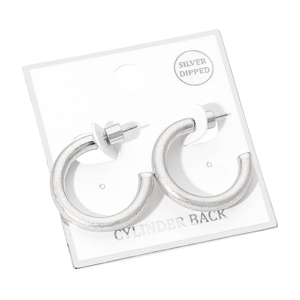 Gold Dipped Open Hoop Earrings: Worn Gold