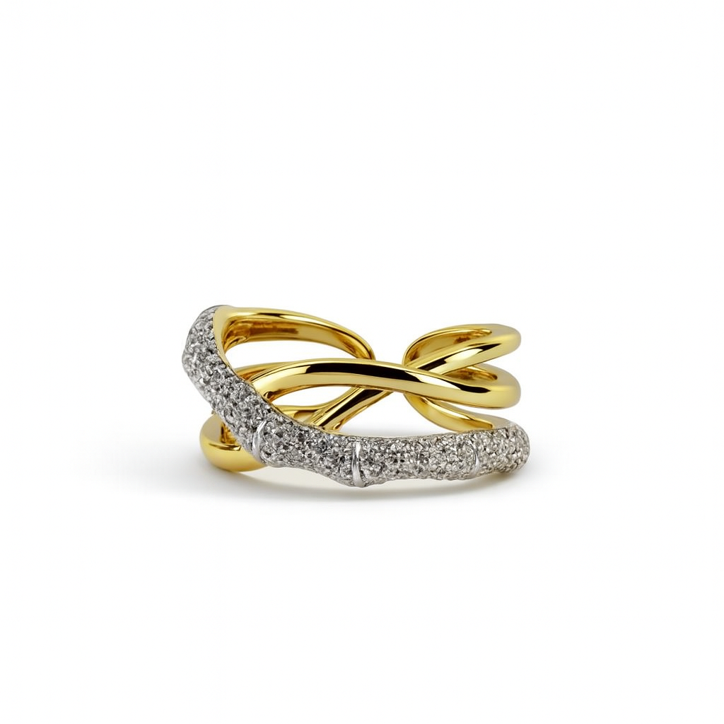Intertwined Knot Ring – Adjustable Gold & Silver Plated