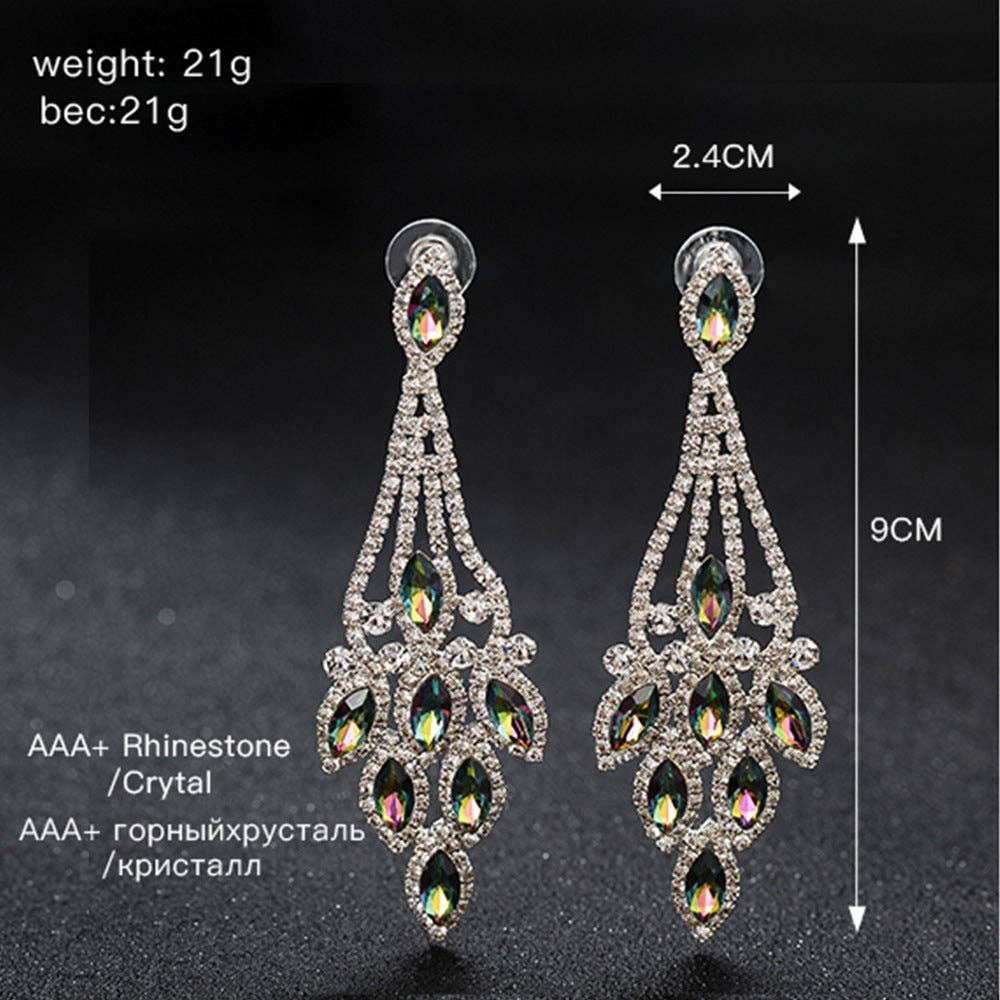 Rhinestone Tassel Earrings E7134: Gold-Multi