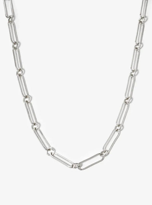 18K Gold Dipped 20Mm Flat Link Chain Necklace: Rhodium