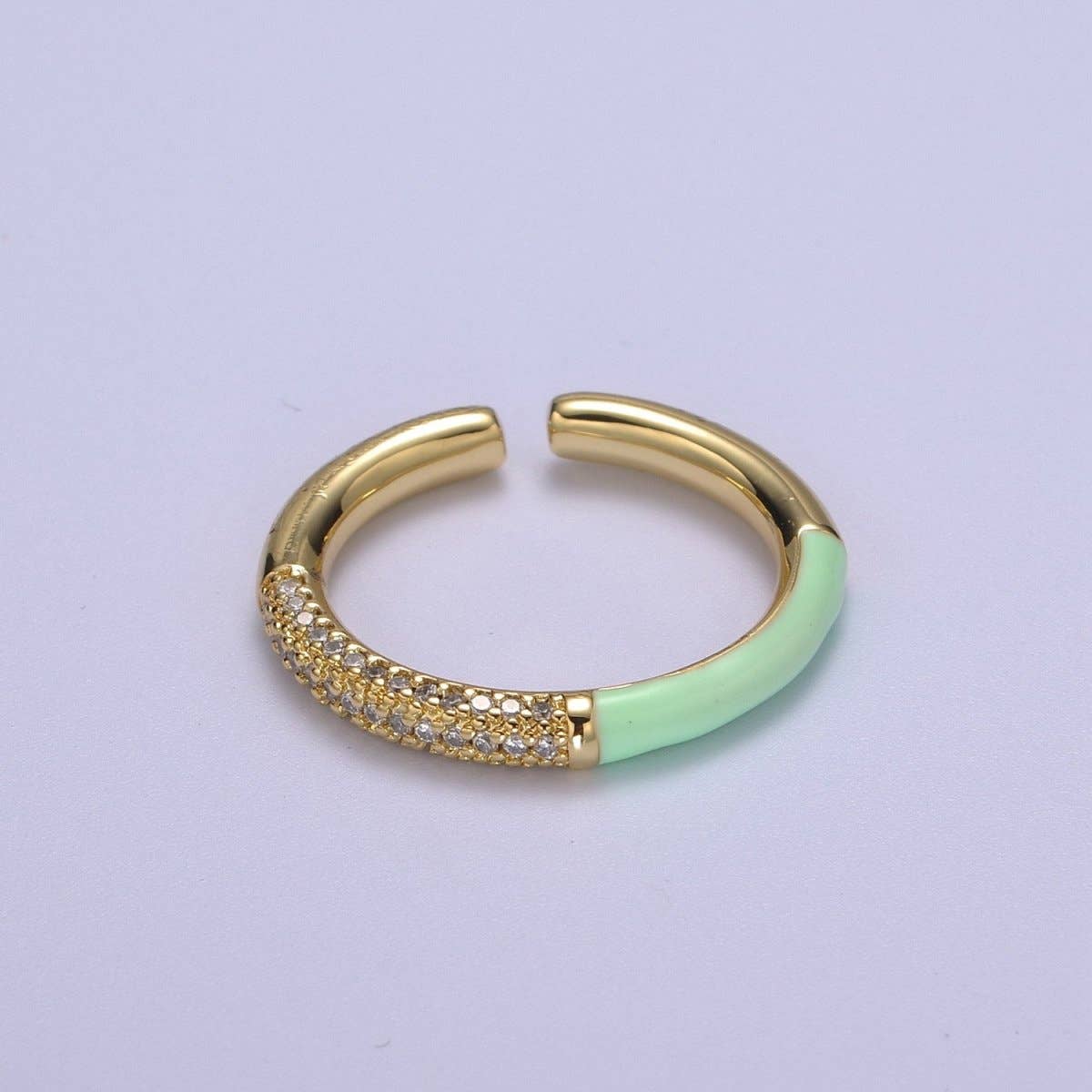 Colorful Enamel Adjustable Ring, 14K Gold Filled CZ Fusion Stacking Ring, Adjustable Ring, Fashion Enamel Jewelry S-170 ~ S-179: Hot Pink