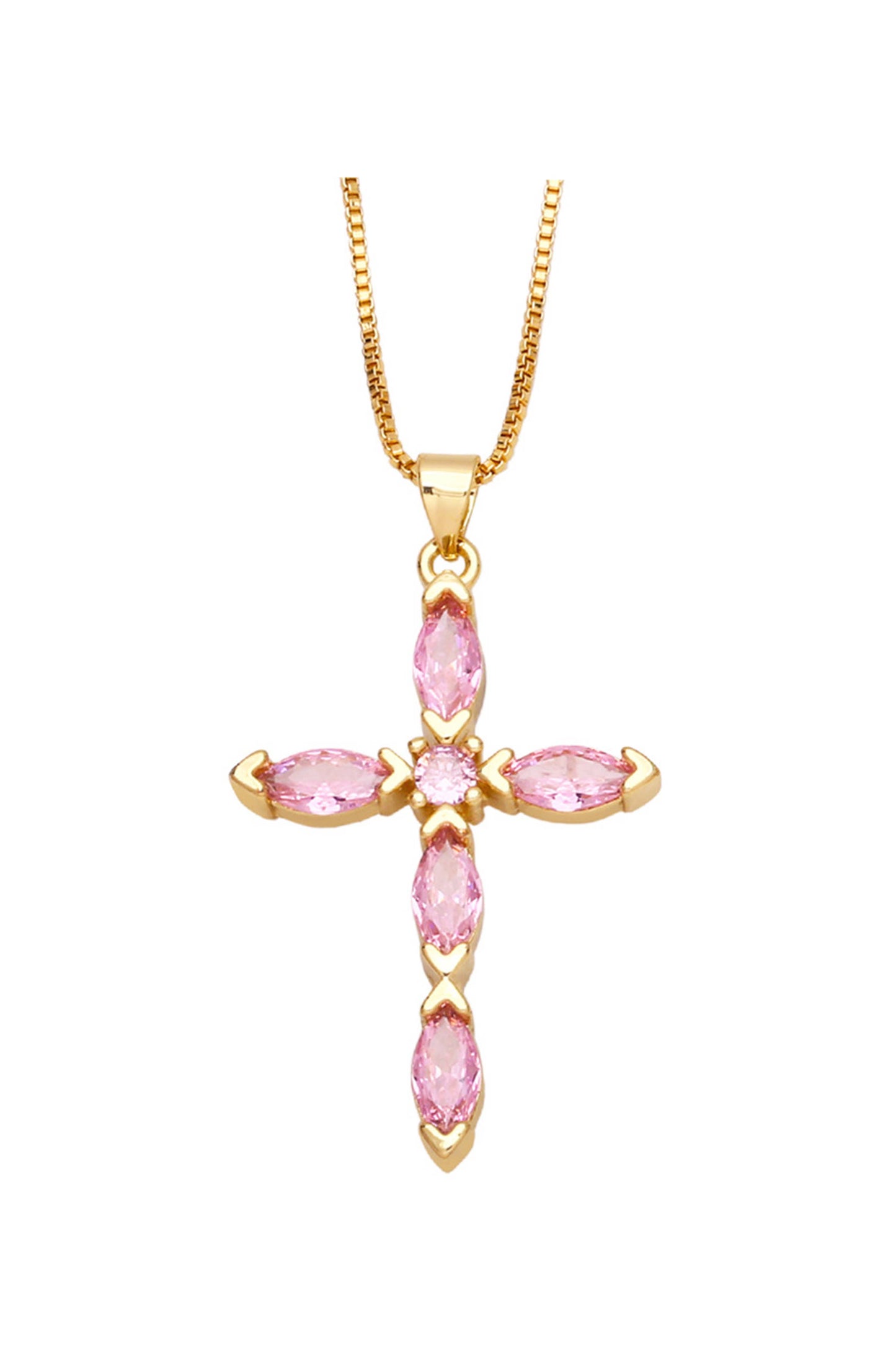 Cross Cubic Zirconia Pendant Necklace  N4764: Blue