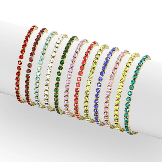 18K Gold PVD Birthstone Tennis Chain Bracelet: March / 6.5"+1"