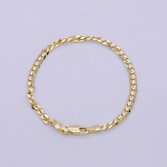 OS 18k Gold Filled Cuban Link Chain Bracelet 7", Gold Curb Chain Bracelet, Miami Cuban Bracelet, Cuban Chain Bracelet Women WA-847: 7.0 Inch