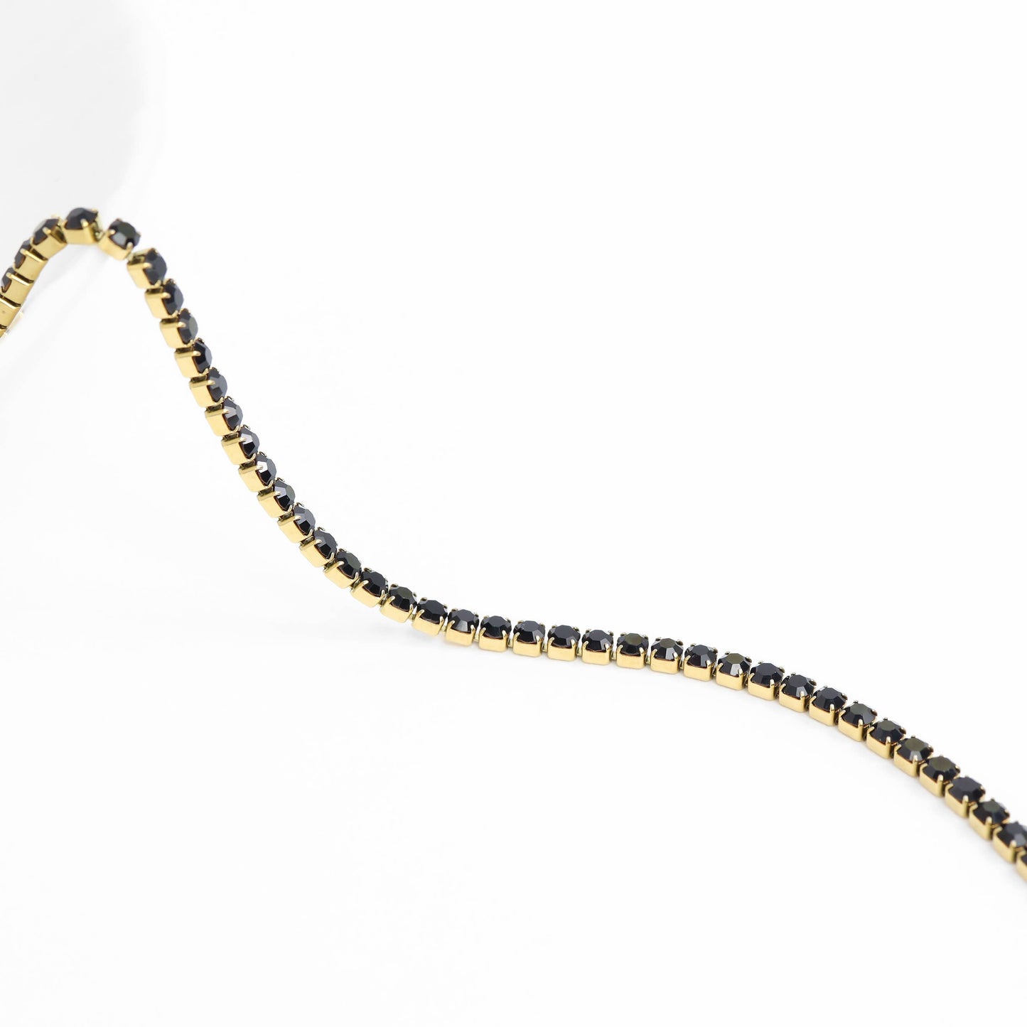 18K Gold PVD Jet Black Tennis Chain Bracelet / Anklet: 7.5"+1" / 3mm