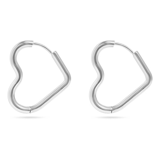 18K Gold PVD Stainless Steel Heart Hoop Earrings / ERJ0007: Stainless