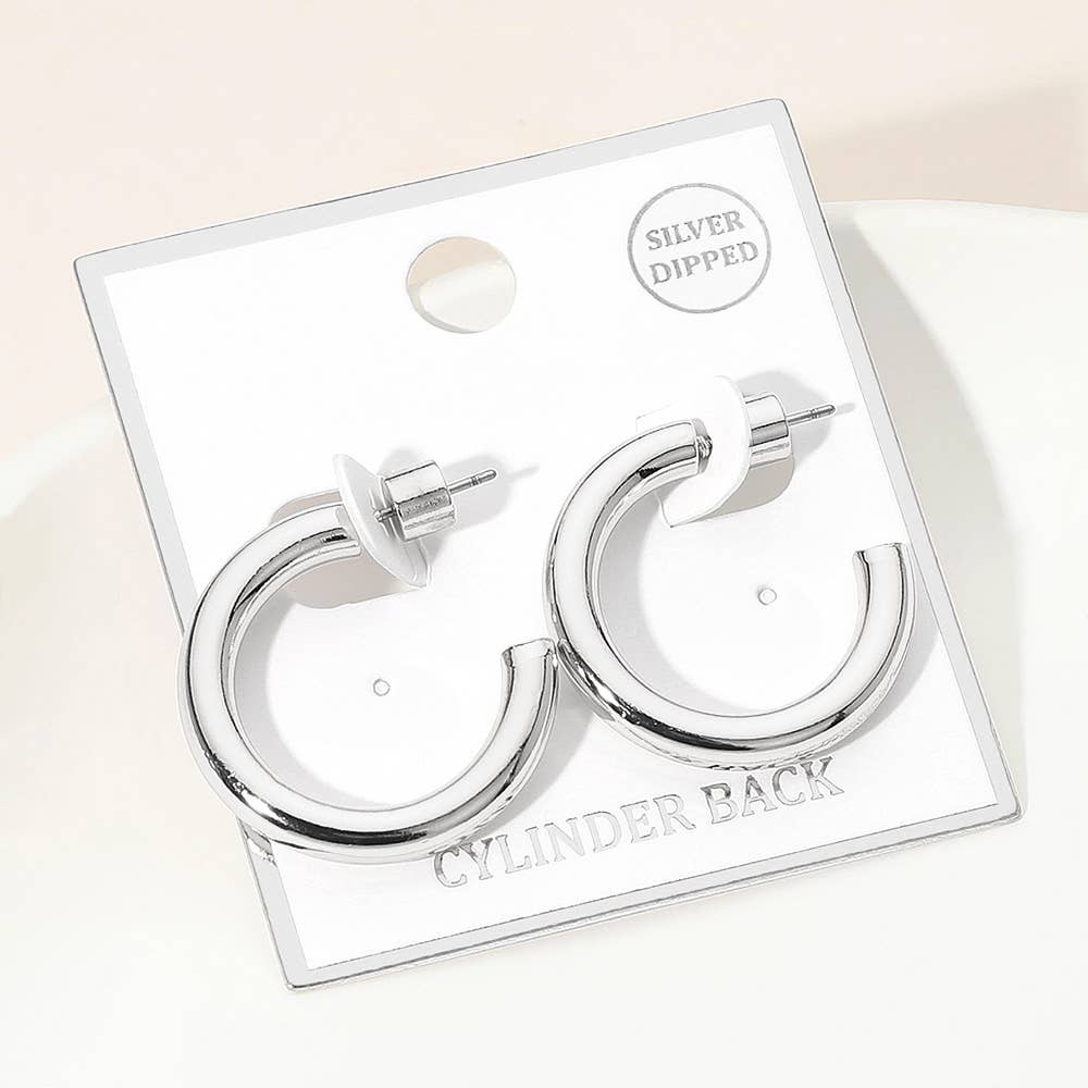 Gold Dipped Open Hoop Earrings: Worn Gold