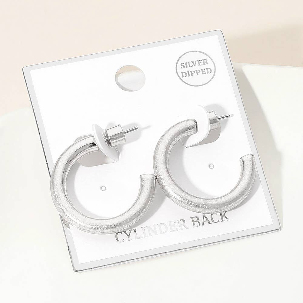 Gold Dipped Open Hoop Earrings: Worn Gold