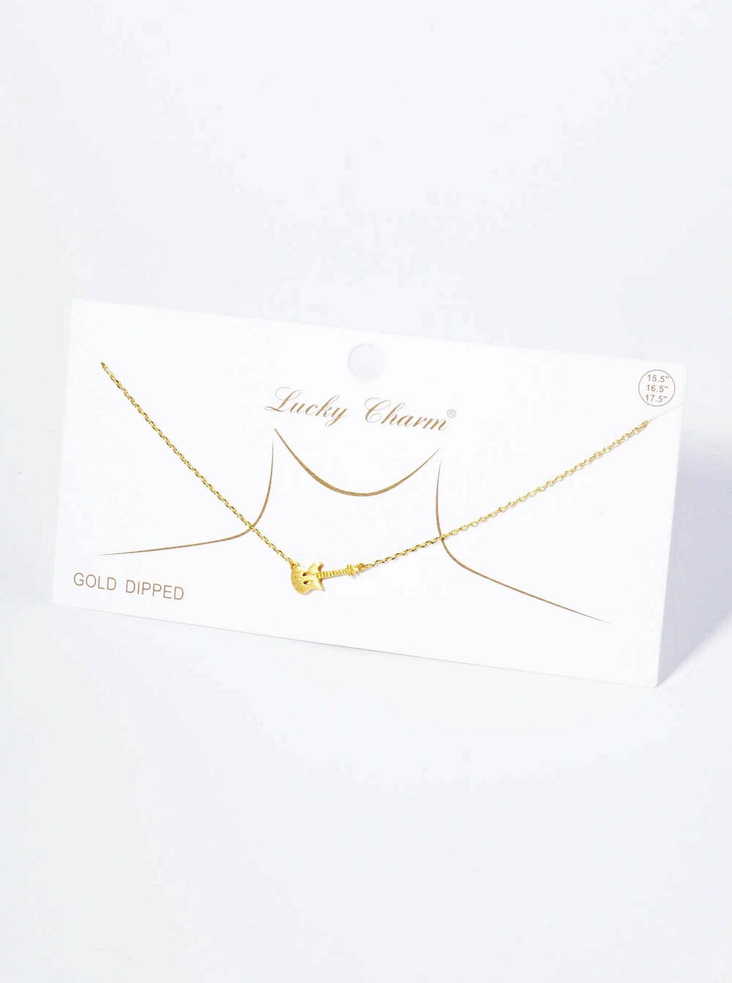 18K Gold Dipped Brass Electric Guitar Necklace: Gold