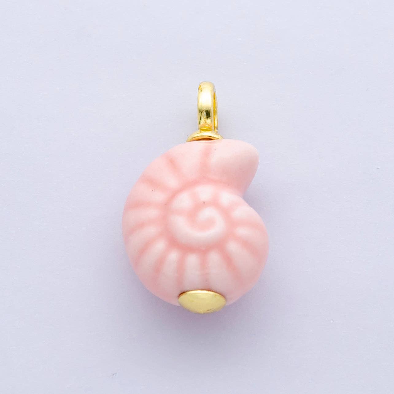 24K Gold Filled Blue, Pink Nautilus Clam Sea Shell Ceramic Drop Charm | N081: Blue