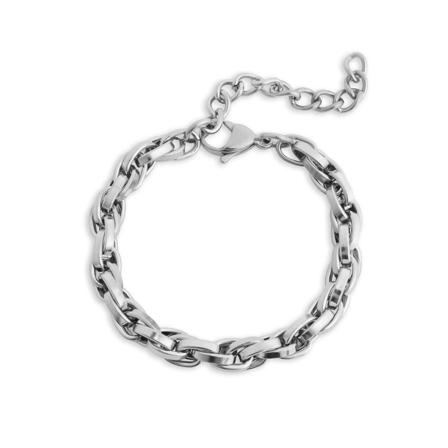 18K Gold PVD Stainless Steel Double Oval Chain Bracelet: Gold