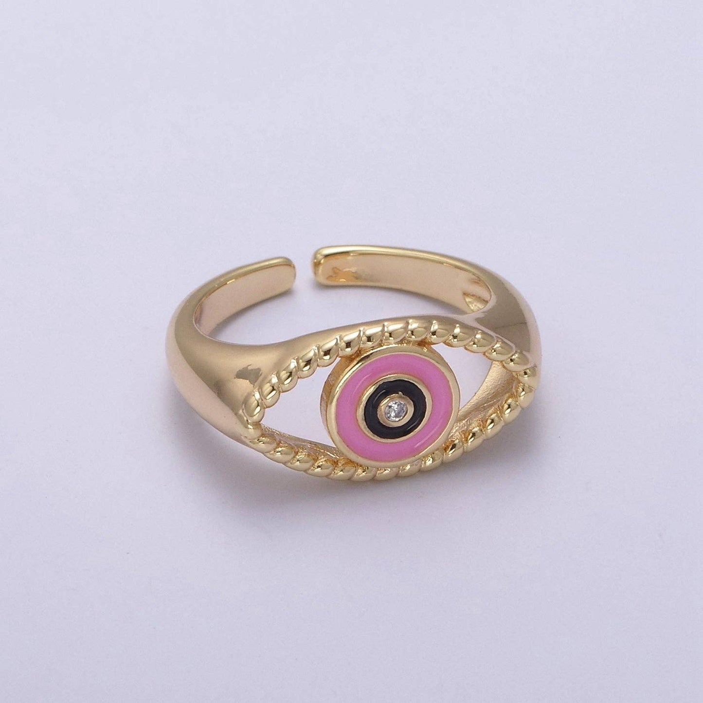 Gold Filled Colorful Evil Eye Open Ring U254 U255 U256 U257: Blue