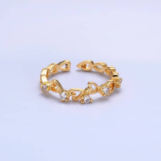 24K Gold Filled Clear CZ Open Heart Ring | O837