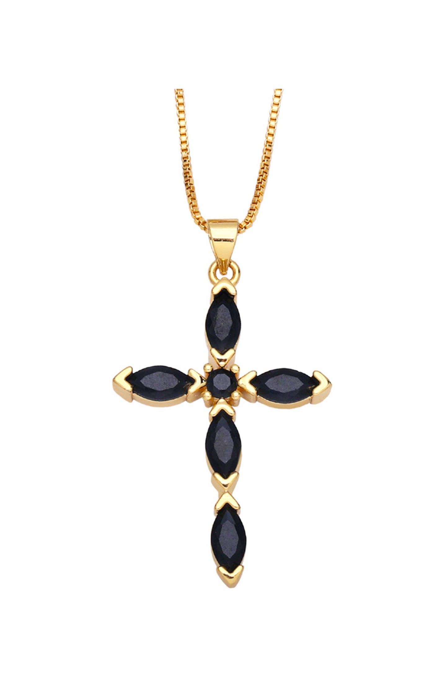 Cross Cubic Zirconia Pendant Necklace  N4764: Blue