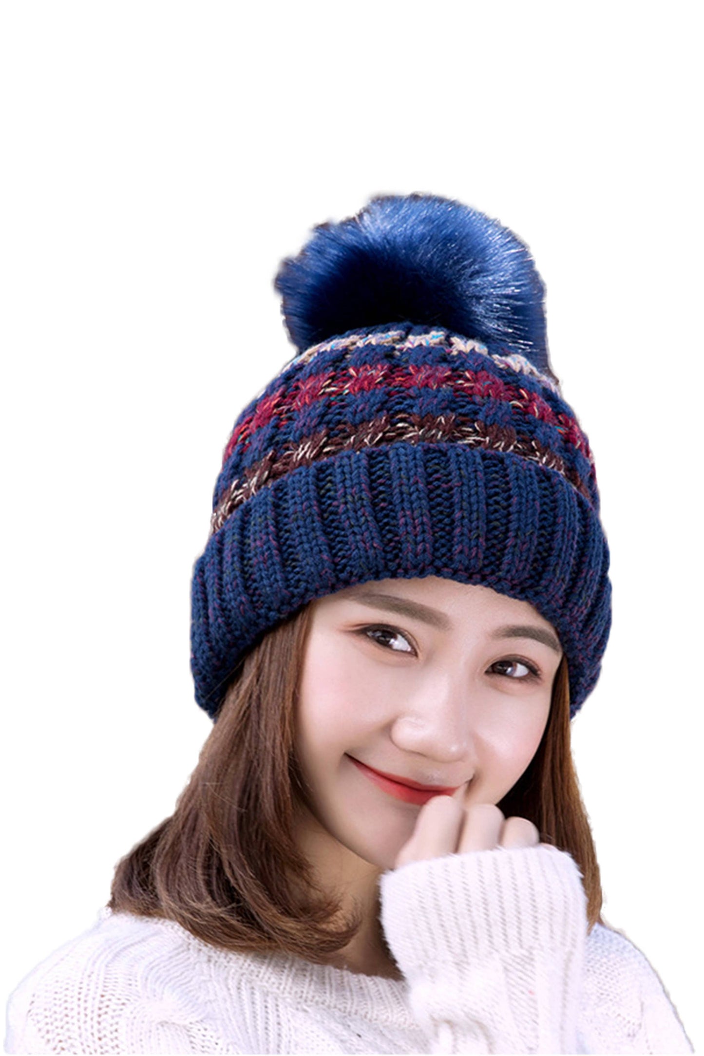 PomPom Warm Knitted Hat : Black