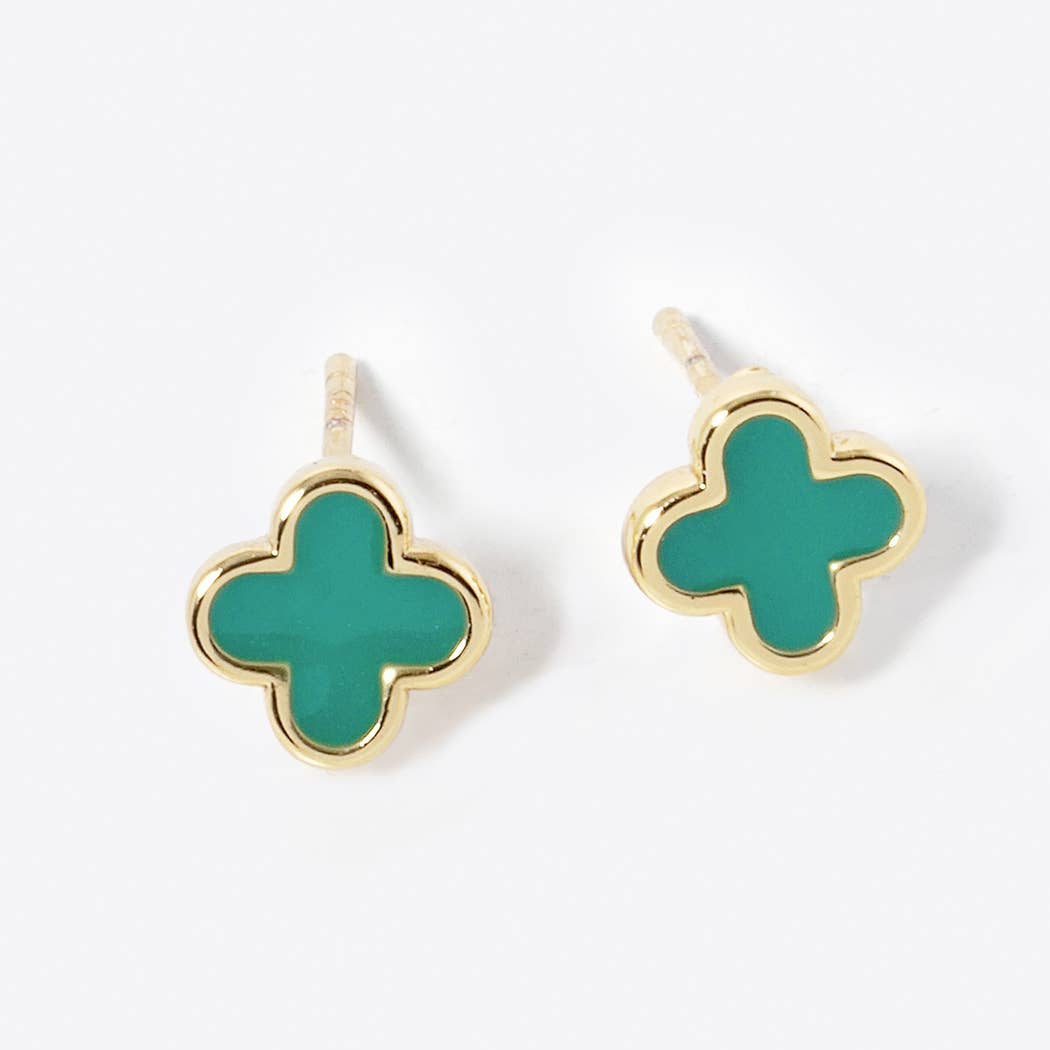 Gold-Dipped Clover Post Earrings: GPK / ONE SIZE