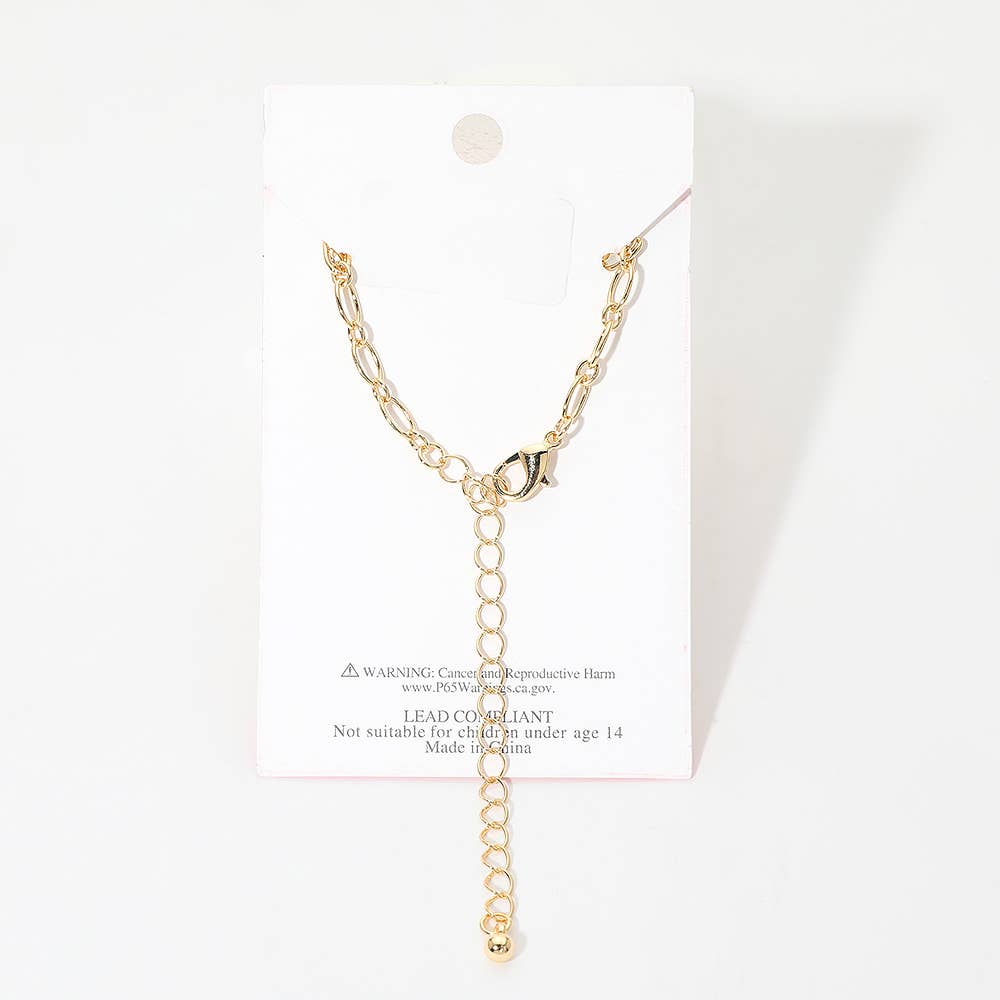 Gold Dipped Disc Paperclip Layered Chain Anklet: Gold