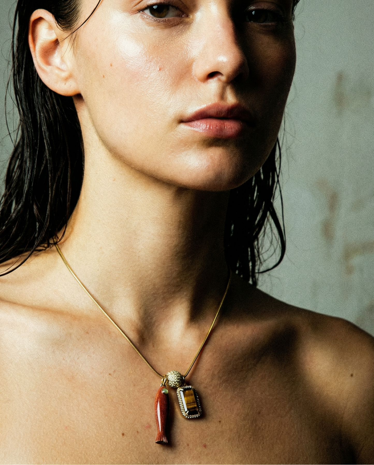 Fish & Gemstone Charm Necklace · Spiritual Talisman: Turquoise