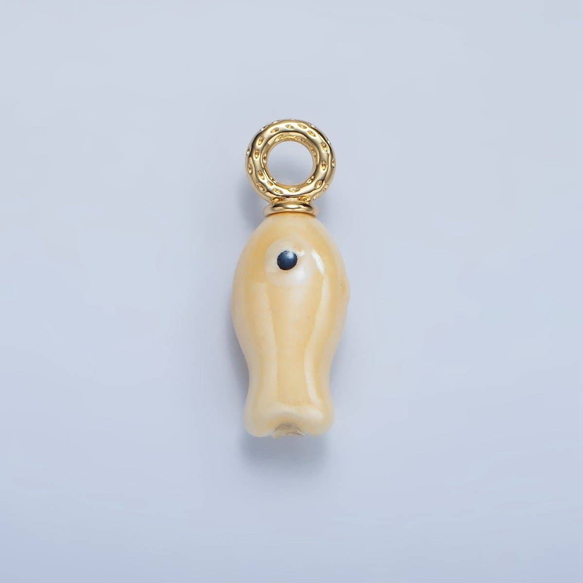 24K Gold Filled 30mm Enamel Fish Sea Animal Ceramic Drop Charm | X794 - X801: Light Green
