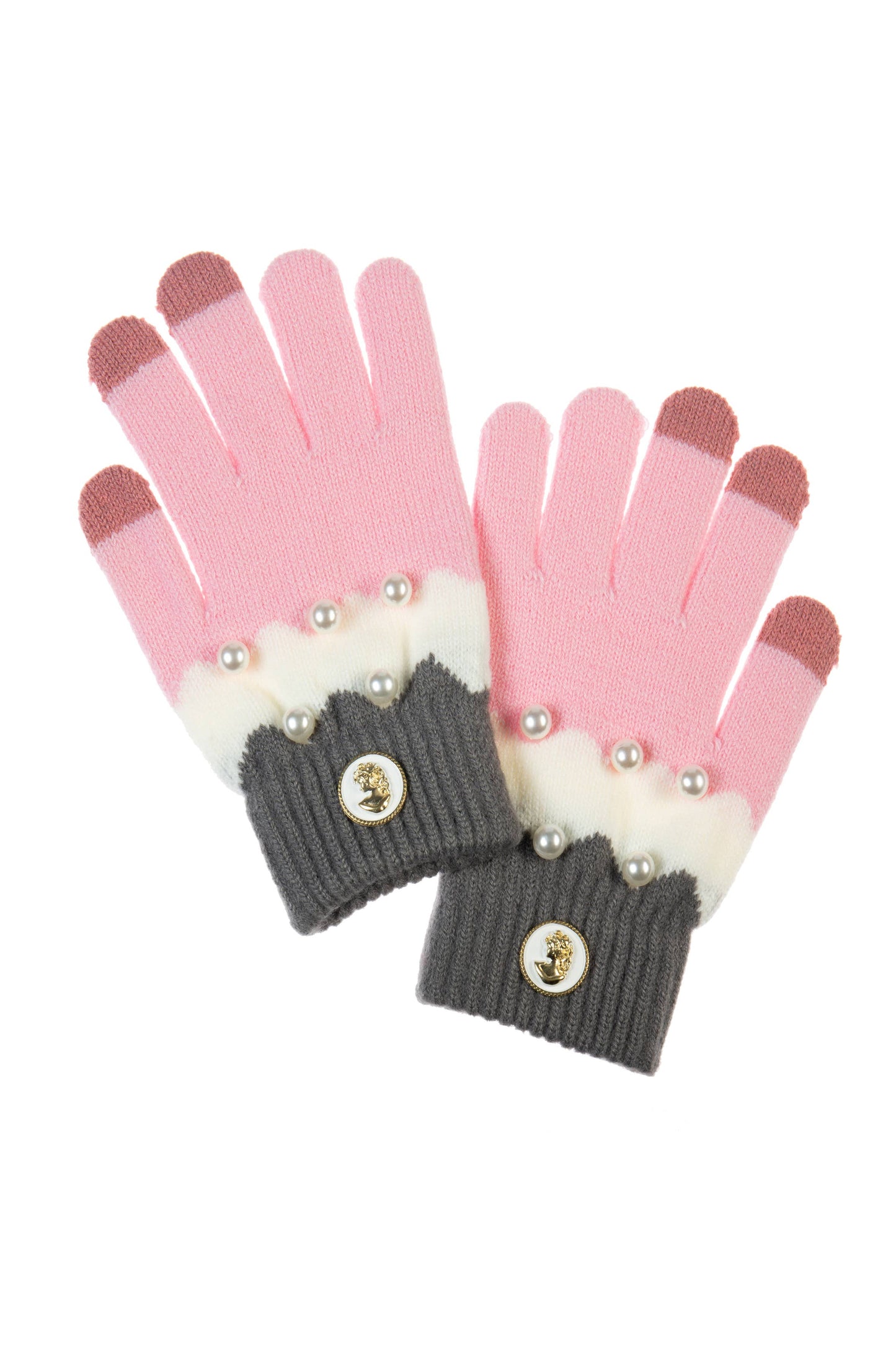 Pearl Color Matching Touch Screen Gloves : Pink