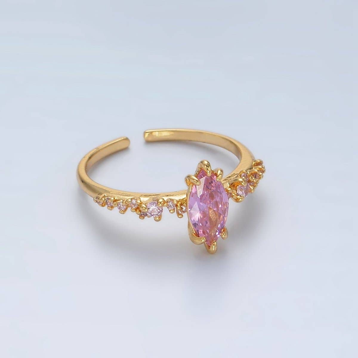 24K Gold Filled Pink Marquise CZ Solitaire Ring | U318