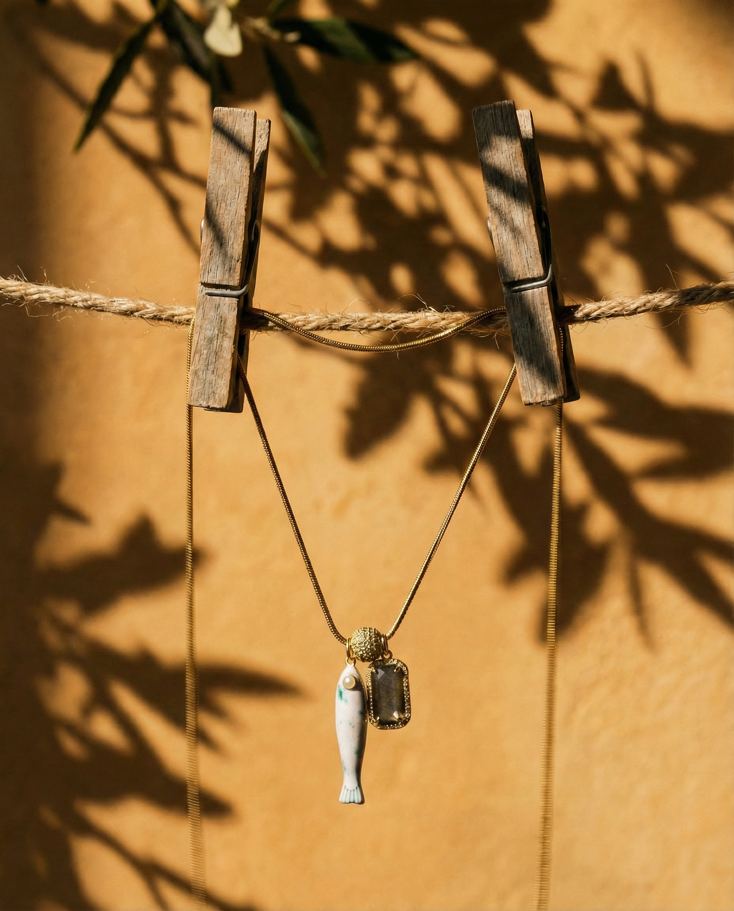 Fish & Gemstone Charm Necklace · Spiritual Talisman: Turquoise
