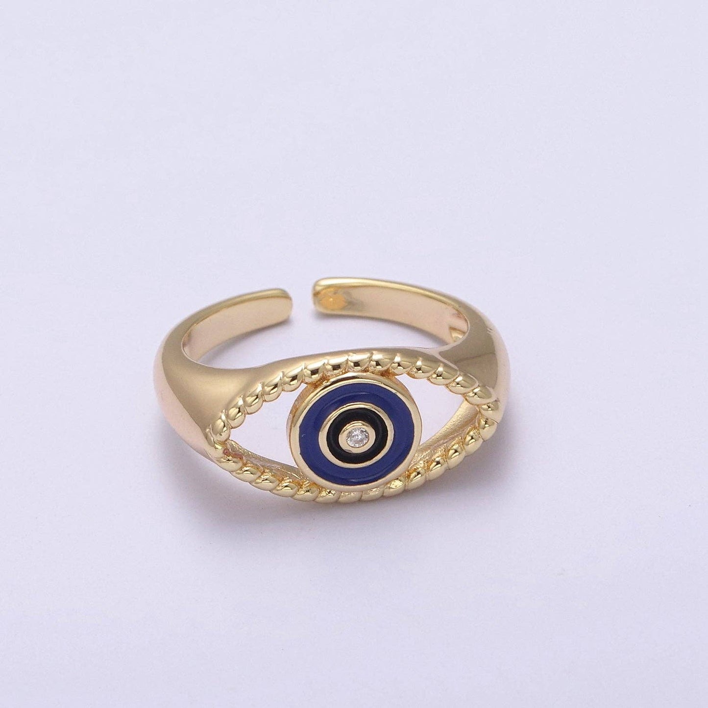 Gold Filled Colorful Evil Eye Open Ring U254 U255 U256 U257: Blue