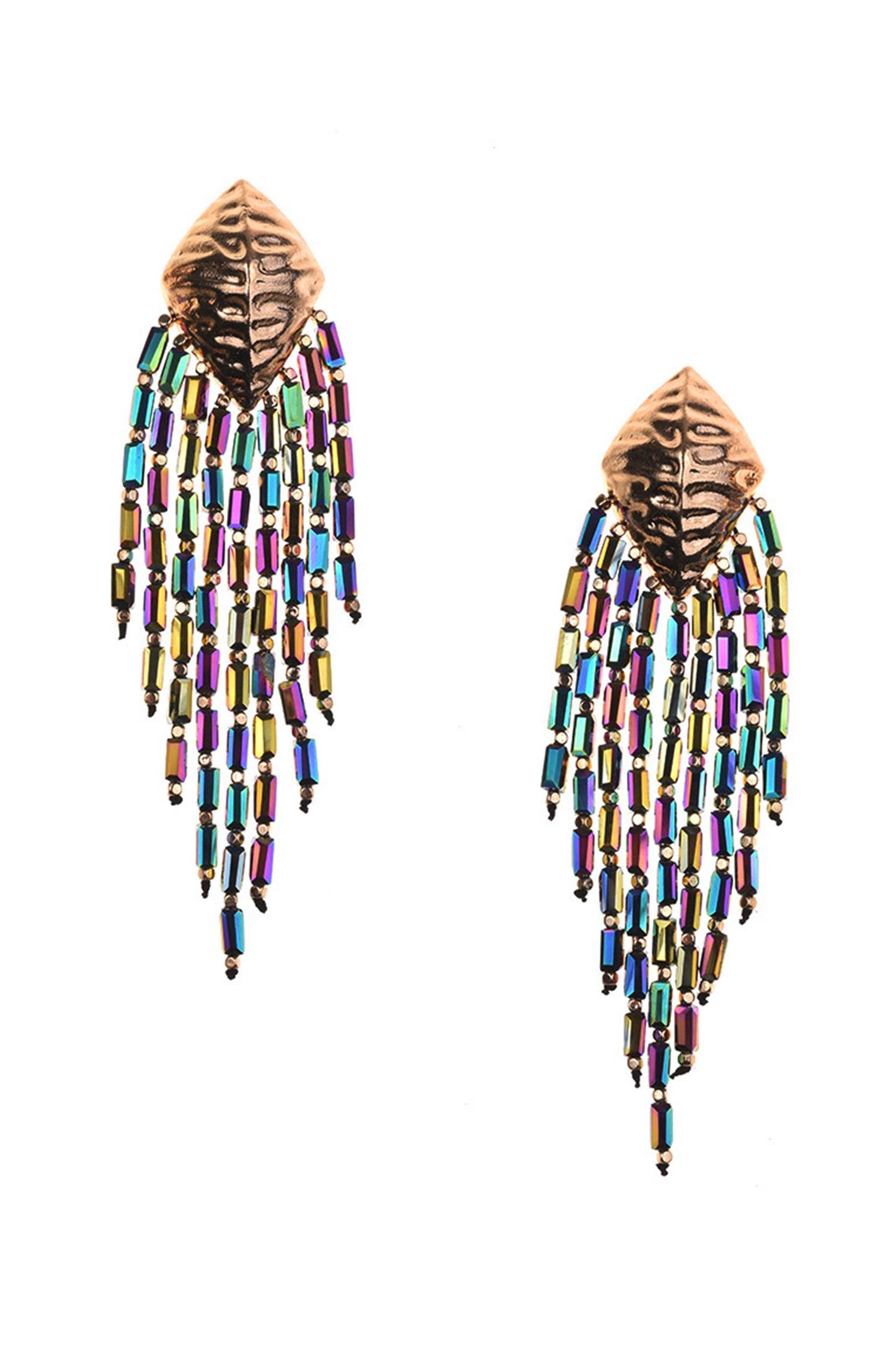 Rhombic Rhinestone Tassel Earrings E8334: Multi