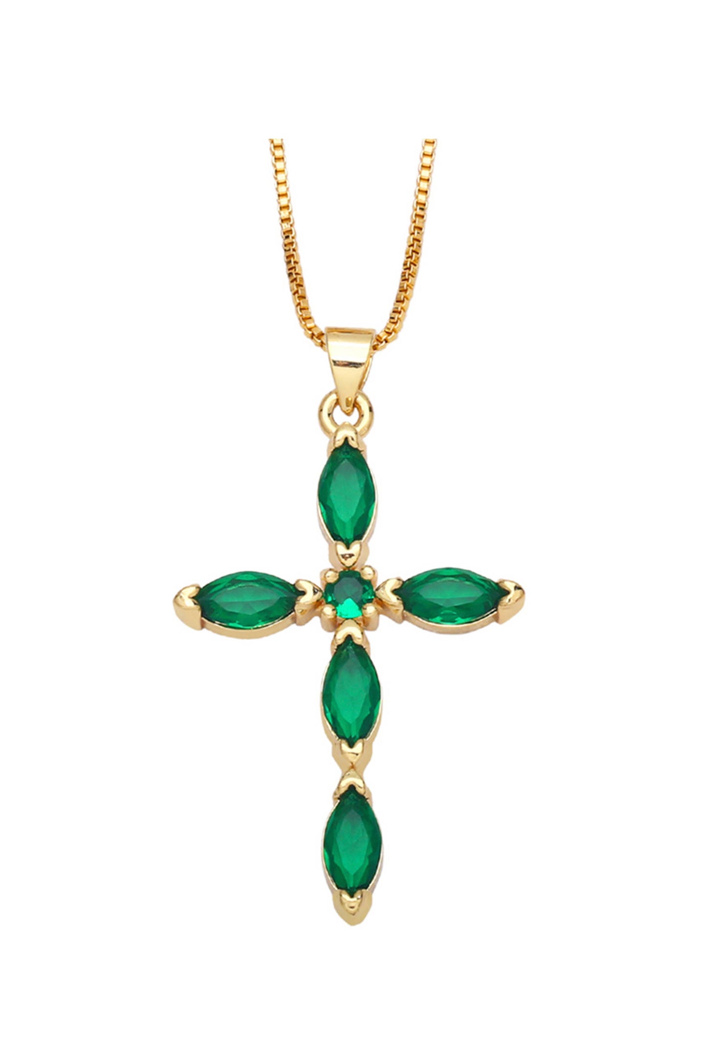 Cross Cubic Zirconia Pendant Necklace  N4764: Red