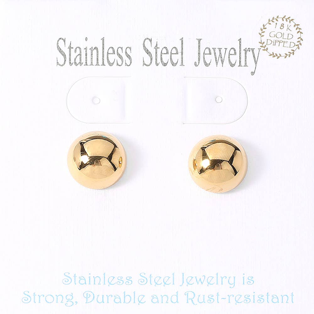 18K Gold Dipped Stainless Steel Dome Stud Earrings
: Gold