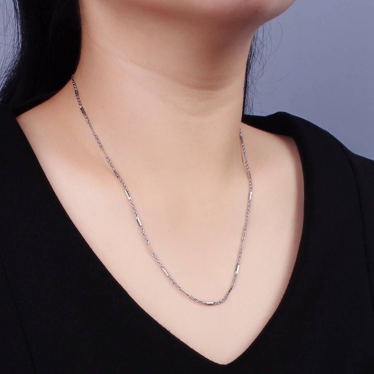 Dainty Stainless Steel 1.5mm Cable Chain 19.6 Inch Necklace in Silver | WA-2396