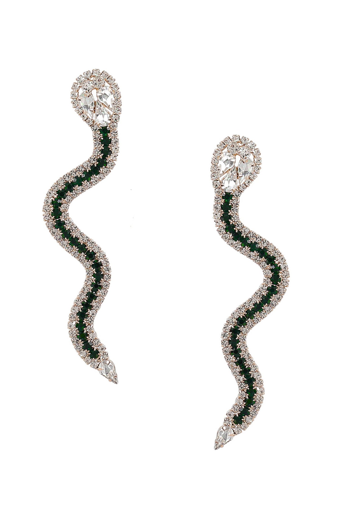 Snake Rhinestone Earrings E5672: Gold