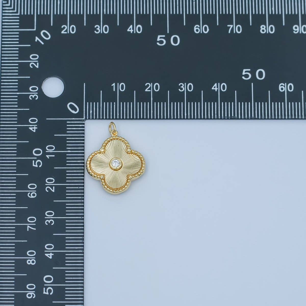 24K Gold Filled 20mm CZ Sunburst Flower Charm | M186